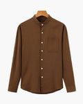 Men’s Mandarin Collar Shirt – Relaxed Fit Textured Cotton Shirt
