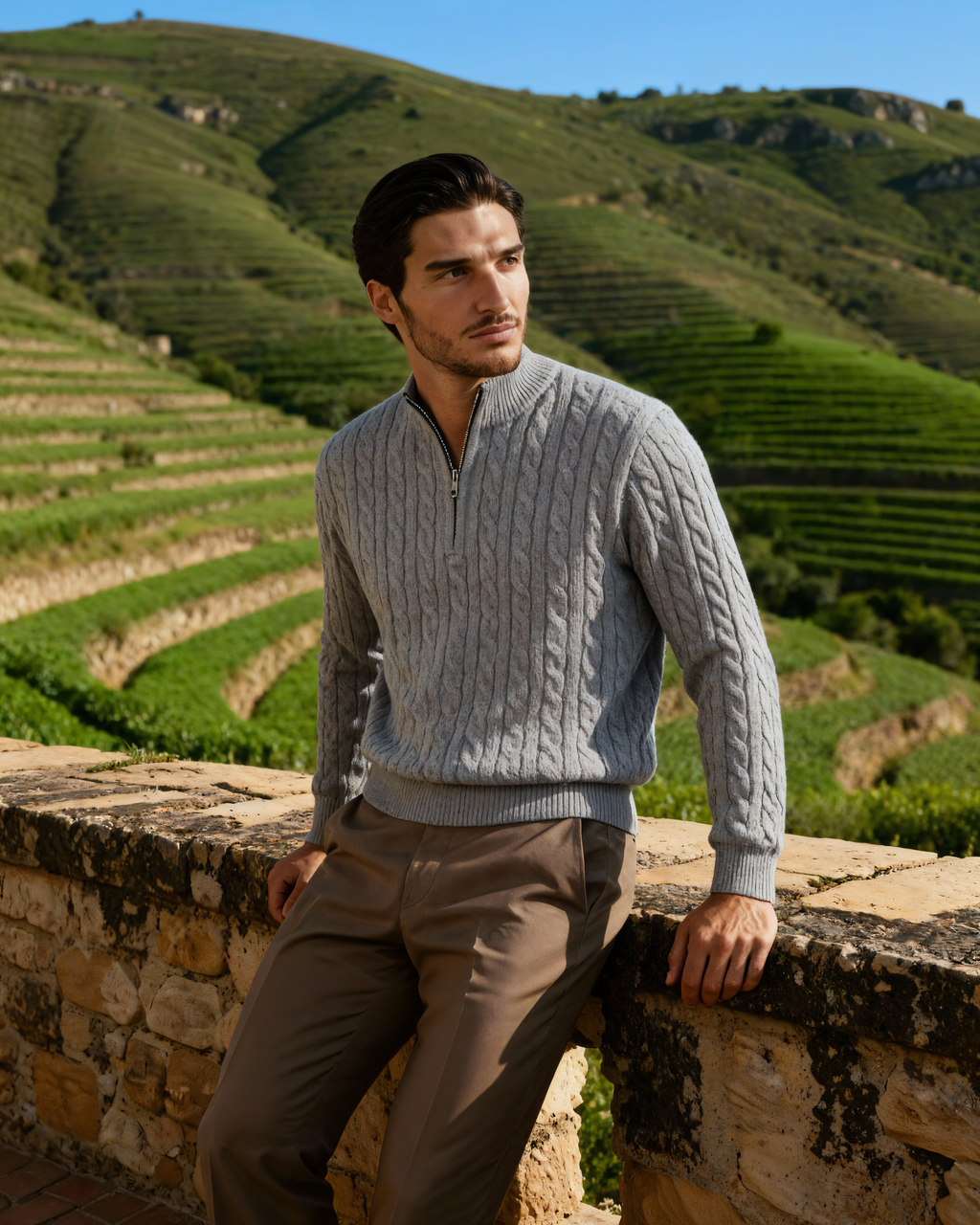 100% Cashmere Woven Half Zip
