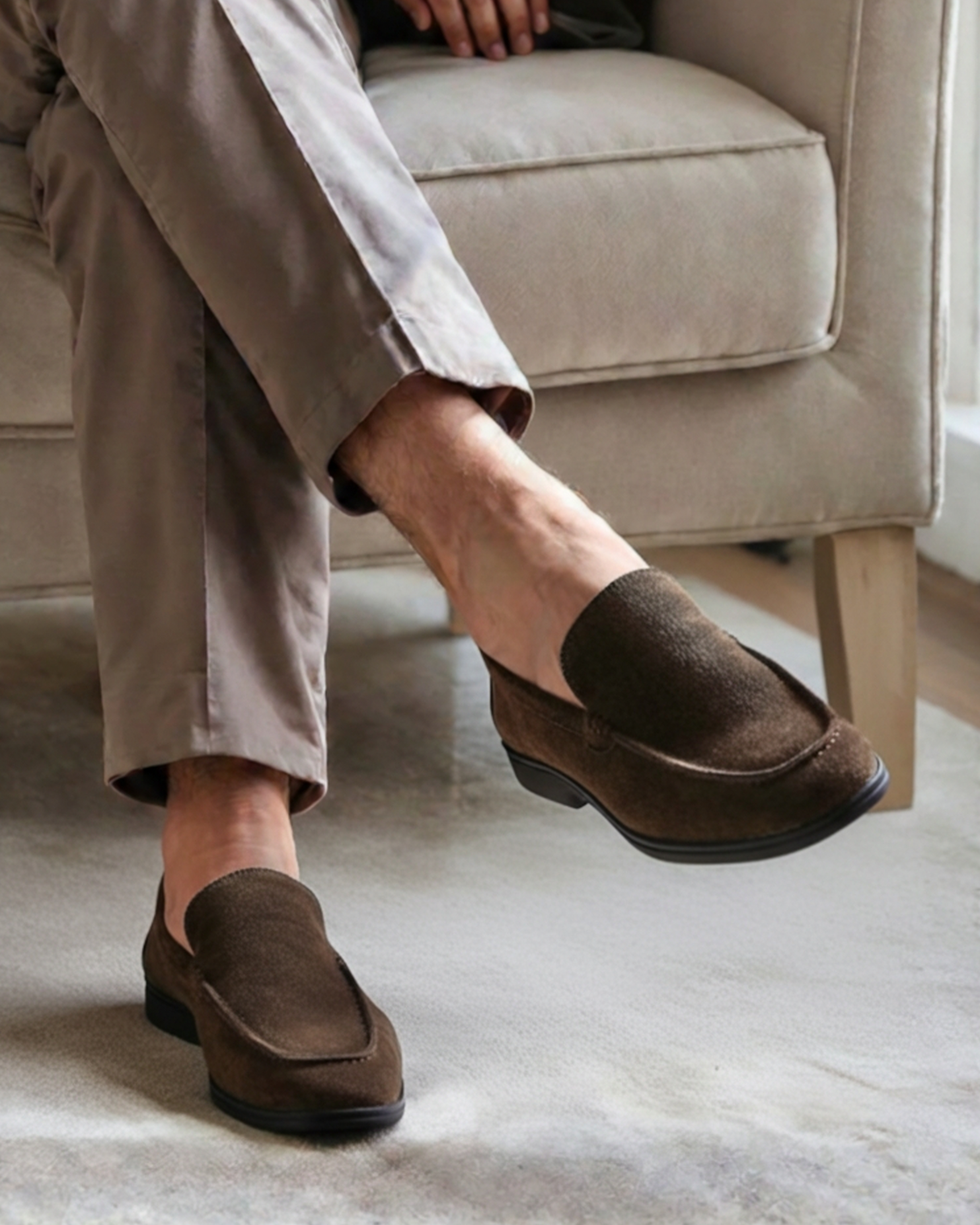Premium Suede Loafers - Black Soles